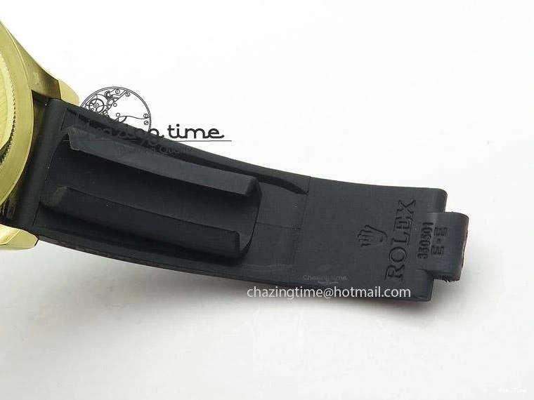 MiroTime 0403 Stylish Daytona YG BP Maker Gold Dial Sticks Markers On Rubber Strap A7750@ 4012